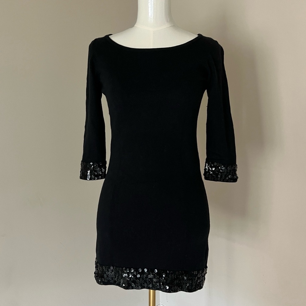 Cotton and Angora Rabbit Hair Knit Dress with Sequins - Small